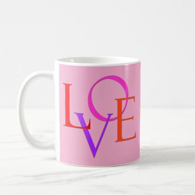 Mug Élégant et joli couleur "AMOUR" sur rose clair (Gauche)