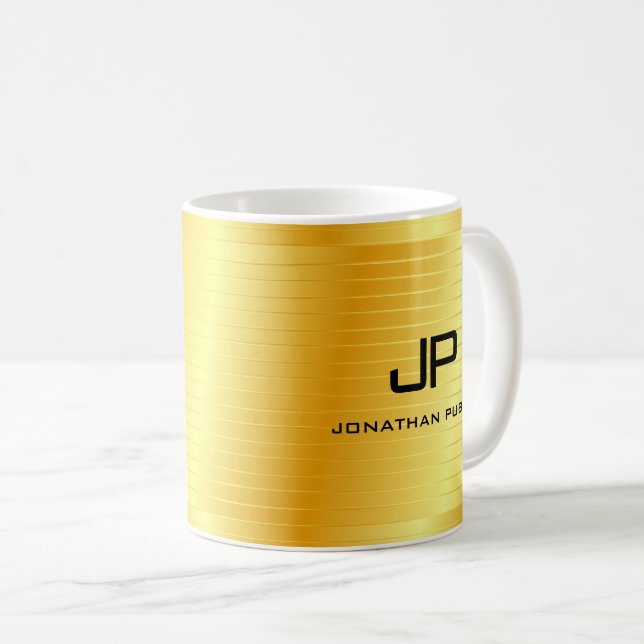 Mug Élégant Faux Gold Monogramme Modèle (Devant droit)