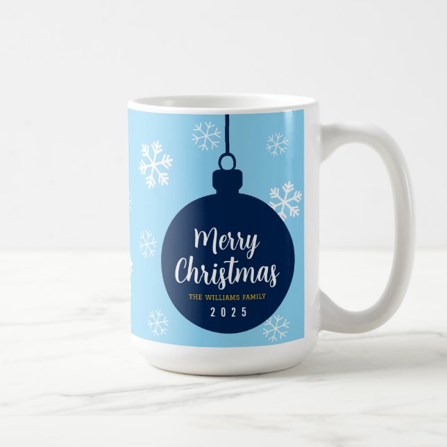 Mug Élégant Fléau de neige Bleu Joyeux Noël (Droite)