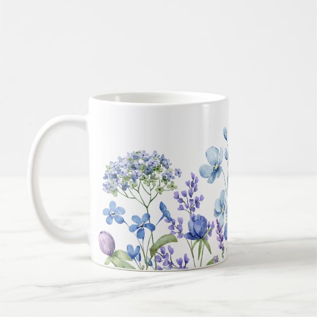 Mug Elégant fleur sauvage moderne Couleur bleu (Gauche)