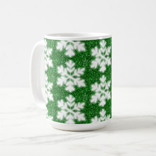 Mug Élégant flocon de neige verdoyant à parties scinti