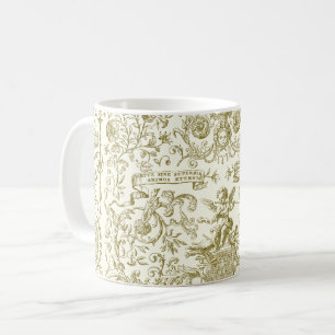 Mug Élégant floral baroque or beige 