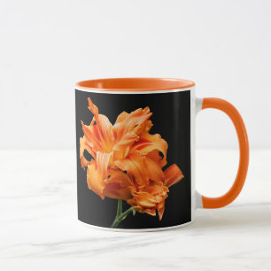Mug Élégant floral double orange diurne