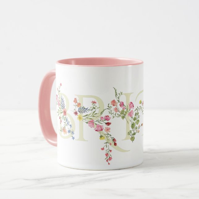 Mug élégant floral mariage printemps mariée fête de ma (Devant gauche)