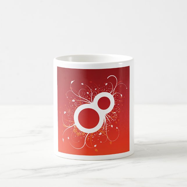 Mug Élégant Floral Numéro 8 Abstrait Rouge (Créateur téléchargé)
