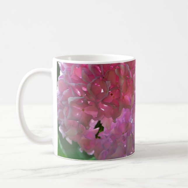 Mug Elégant flores rose douce hydrangée rose rose (Gauche)