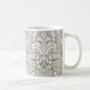 Mug élégant formel brocart de dentelle en damas blanc