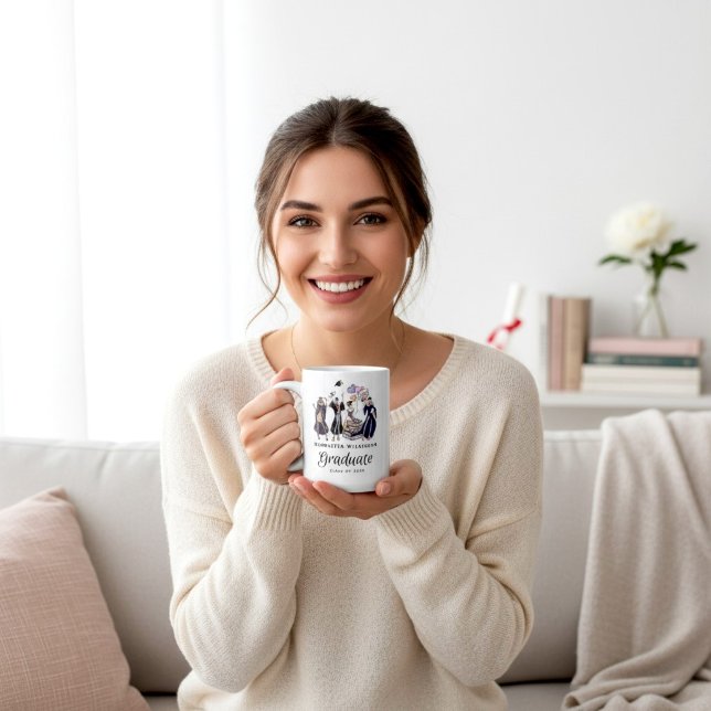 Mug Elegant Fun Graduate Tossed Cap Class of 2026  (Créateur téléchargé)