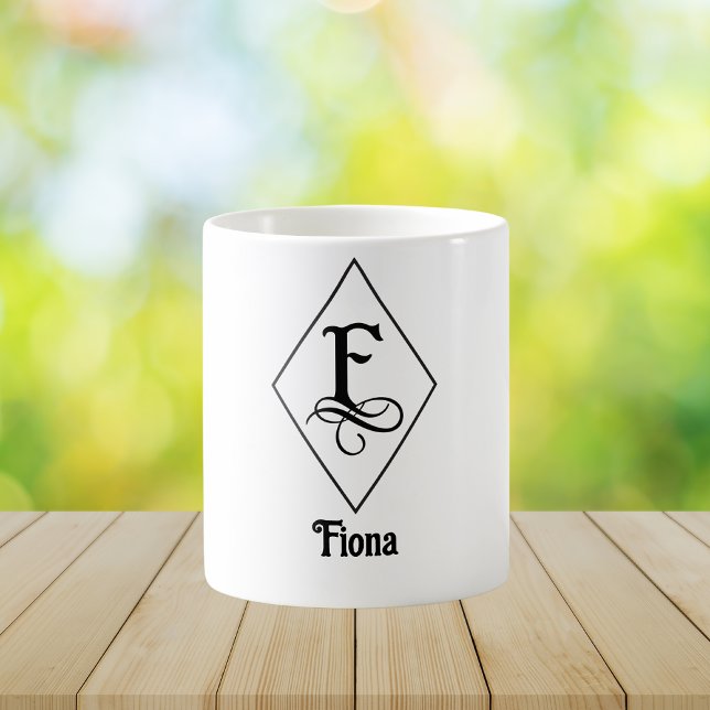 Mug Elegant Geometric Initial Monogram F (Créateur téléchargé)