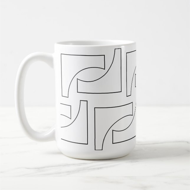 Mug Élégant Géométrique Noir et Blanc Tendance (Gauche)
