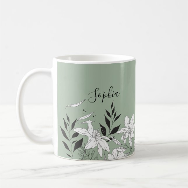Mug Élégant glamour noir et blanc nom monogramme m (Gauche)