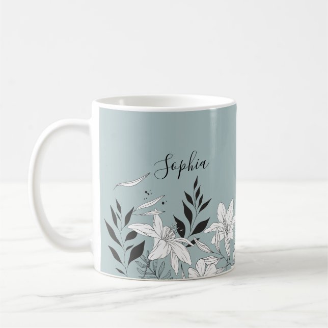 Mug Élégant glamour noir et blanc nom monogramme m (Gauche)