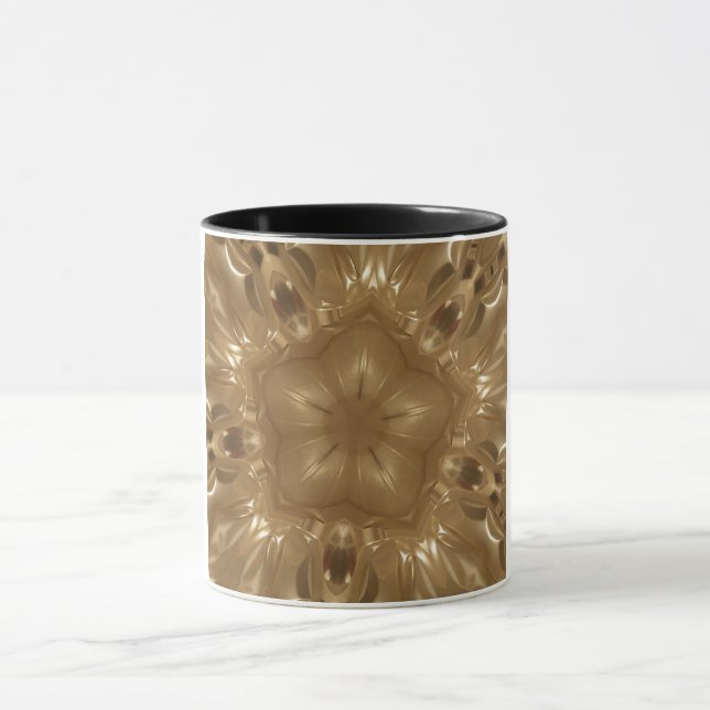 Mug Elégant Gold Brown Kaleidoscope Star Design (Centre)