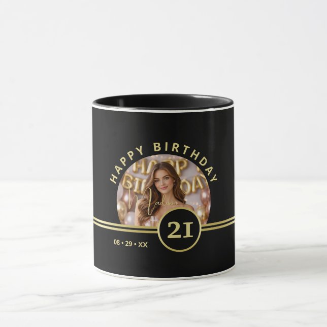 Mug Elegant Gold Signature Monogram with Photo (Centre)