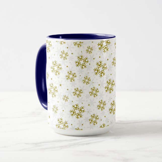 Mug Elegant Gold Snowflake Winter Pattern (Devant gauche)