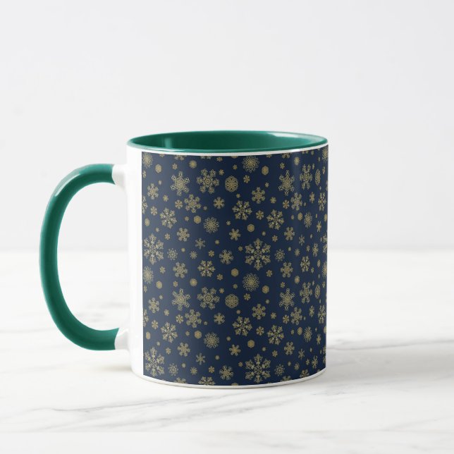 Mug Elegant Gold Snowflake Winter Pattern (Gauche)