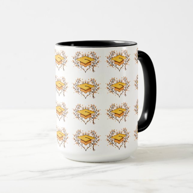 Mug Élégant Goldenrod Casquette dessiné à la main (Devant droit)