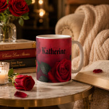 Elegant Gothic Roses Rouges Nom Personnalisé