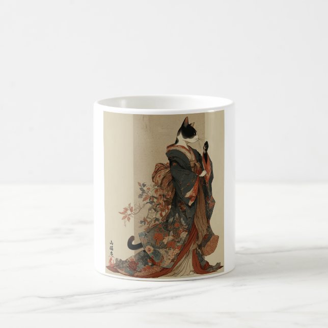 Mug "Elegant Grace" Japanese Cat in Kimono Art (Centre)