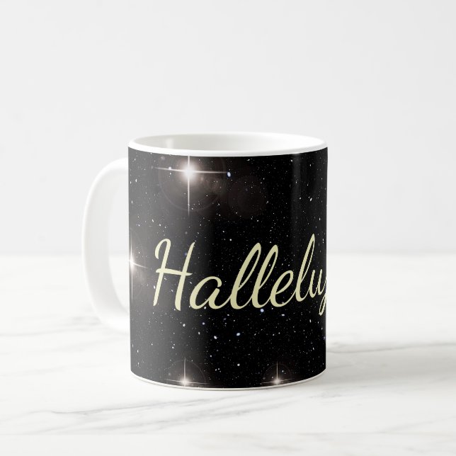 Mug Elégant Hallelujah Or! Sur Stars Black Holiday (Devant gauche)