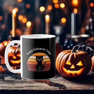 Mug Élégant Halloween noir Halloween imprimé chat