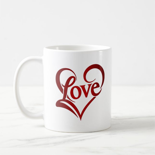 Mug Elégant Heureuse Sainte-Valentin Red Heart Coffee  (Gauche)