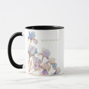 Mug Elégant Iris Personnalisé Floral