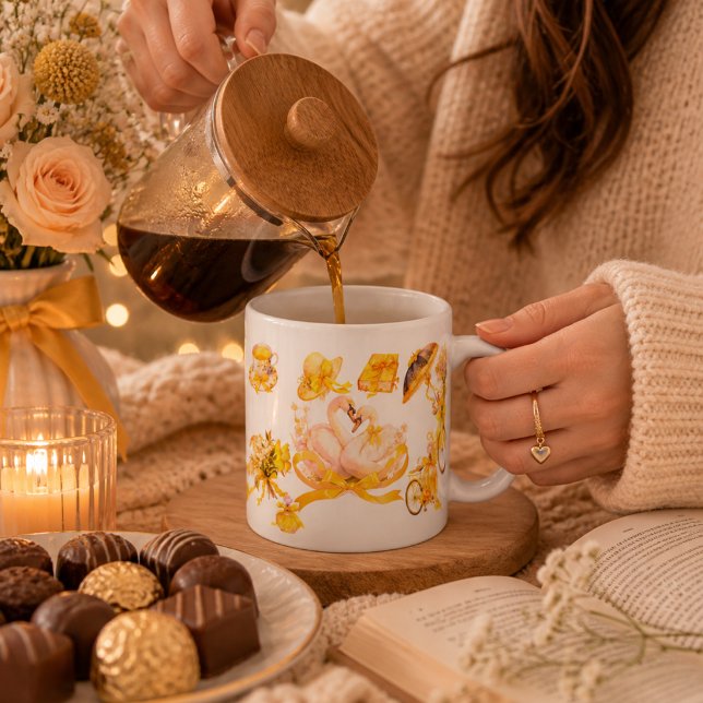 Mug Élégant Jaune – Fleurs Vintage & C (Créateur téléchargé)