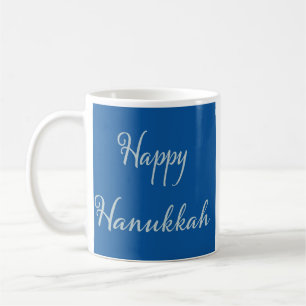 Mug Elegant Joyeux Hanukkah argent bleu Tekhelet Café