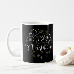 Mug Élégant Joyeux ornements de Noël et flocons de nei