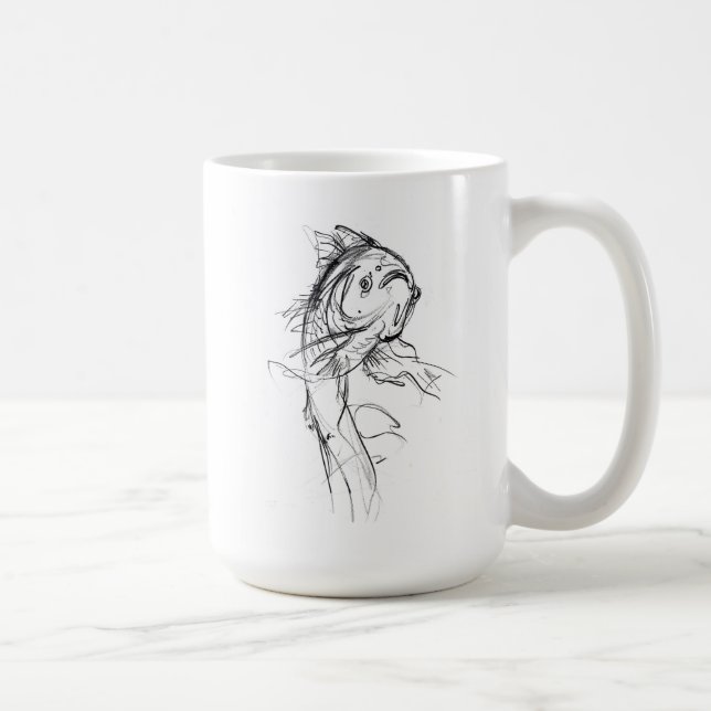 Mug Elégant Koi Fish Croquis Abstrait (Droite)