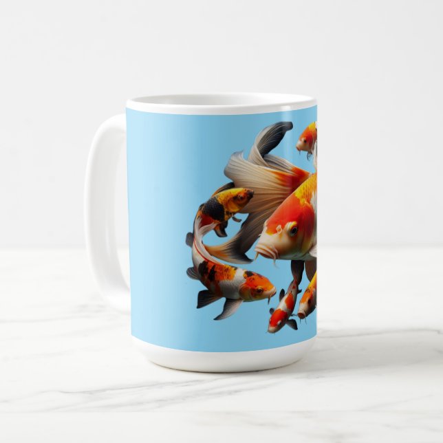Mug Elegant Koi Fish on Black – High Quality Centered  (Devant gauche)