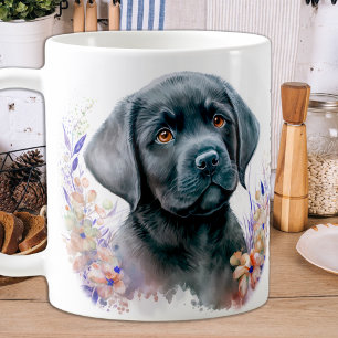 Mug Élégant Labrador Retriever Floral Puppy Chien