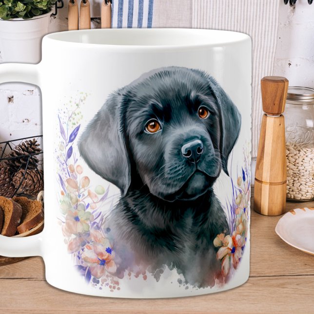 Mug Élégant Labrador Retriever Floral Puppy Chien (Créateur téléchargé)