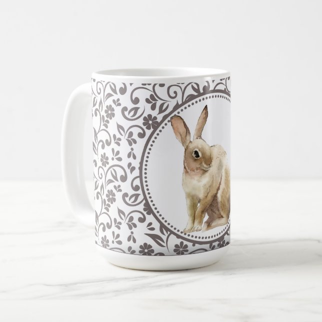 Mug Elégant lapin de Pâques ornemental (Devant gauche)