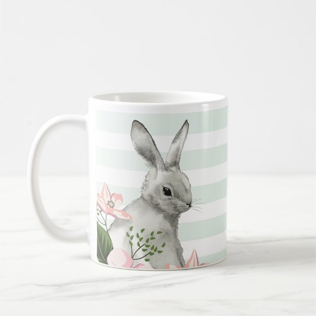 Mug Elégant lapin de Pâques rayé (Gauche)