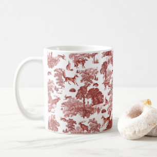 Mug Elégant lapins de Fox de Toile Rouge Vintage en fo