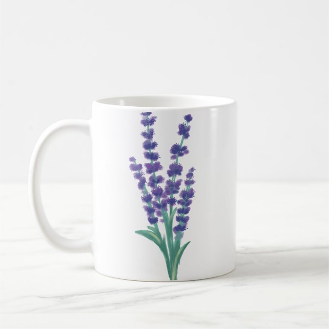 Mug Elégant Lavender Aquarelle Design botanique (Gauche)