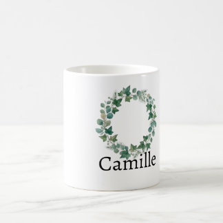Mug Élégant Lierre Vert Botanique Nom Personnalisé Caf
