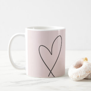 Mug Elegant Line Art Heart Wedding Blush Pink