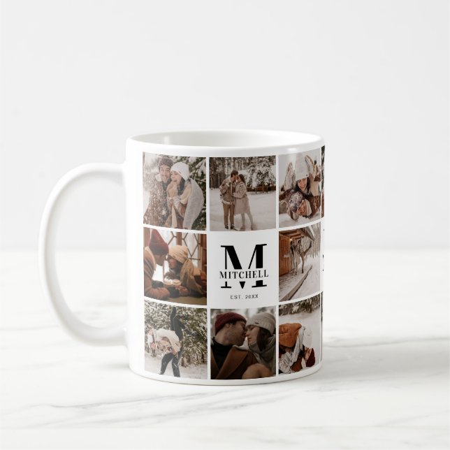 Mug Élégant logiciel de collage photo multiple moderne (Gauche)