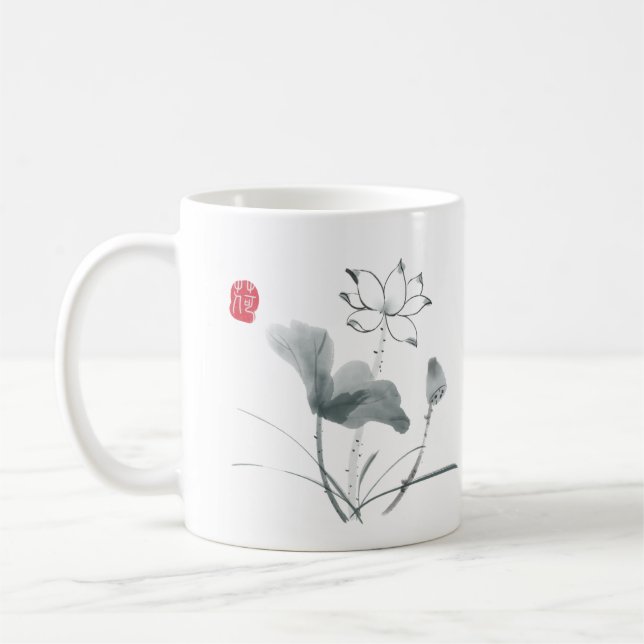 Mug Elégant Lotus Flower Peinture Citation Inspiration (Gauche)