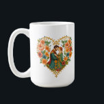 Mug Elegant  Love Heart<br><div class="desc">This elegant romantic illustration features a medieval-style couple embraced inside a beautifully ornate floral heart frame. Perfect for wedding gifts, anniversary presents, Valentine’s Day items, greeting cards, and romantic home décor. The rich details, vintage colors, and hand-painted texture make this design feel timeless, warm, and full of emotion. Ideal for...</div>