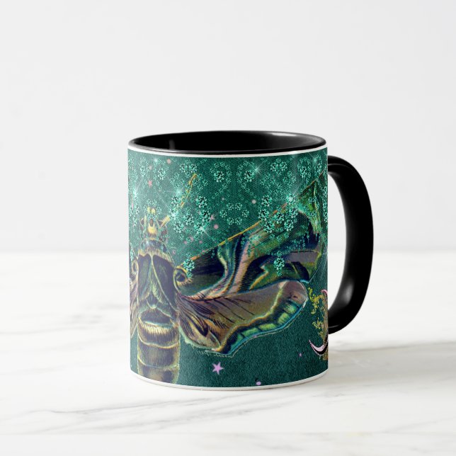 Mug Élégant lune émeraude nuit étincelante dentelle ve (Devant droit)