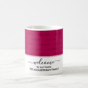 Mug Elégant Magenta Pink BIENVENUE À NOTRE MAISON Invi