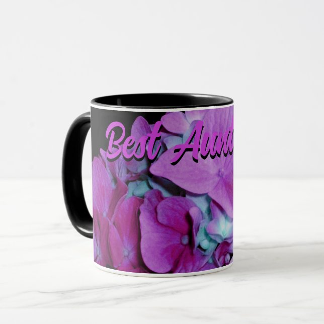 Mug Elégant magenta turquoise hydrangeas meilleure tan (Devant gauche)