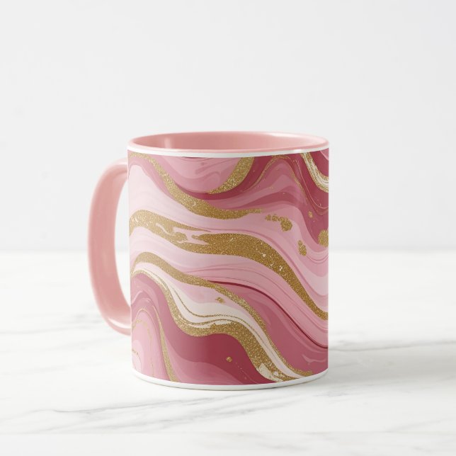 Mug Elégant marbre rose et or (Devant gauche)