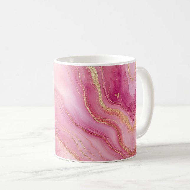Mug Élégant marbre rose et or (Devant droit)