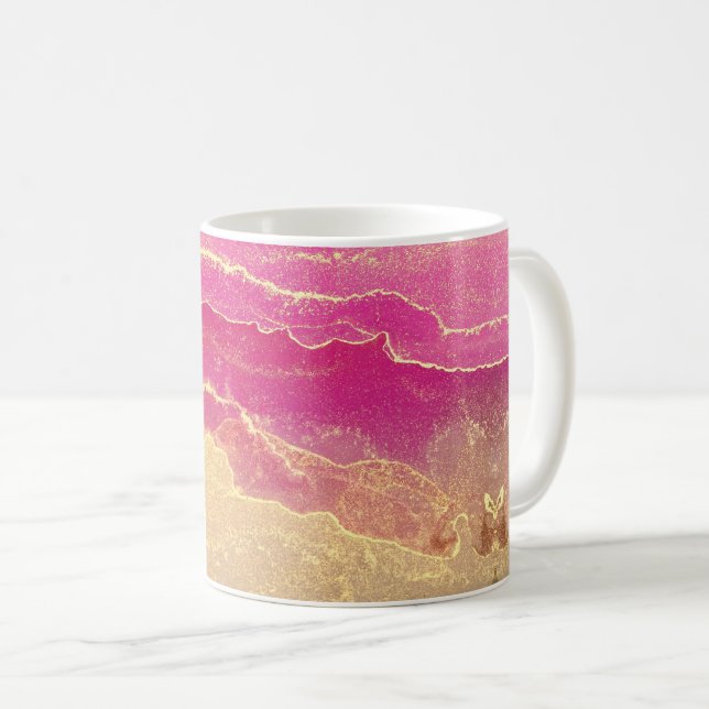 Mug Élégant marbre rose et or (Devant droit)