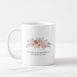 Mug Élégant Mariage d'aquarelle rose gris